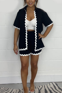 Conjunto Casual Plissado e Estampado