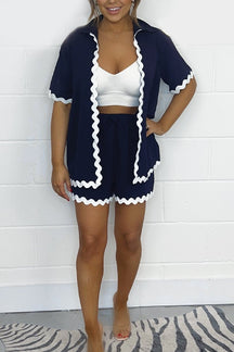 Conjunto Casual Plissado e Estampado