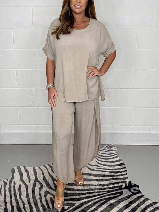 Conjunto Casual Solto de Cor Sólida