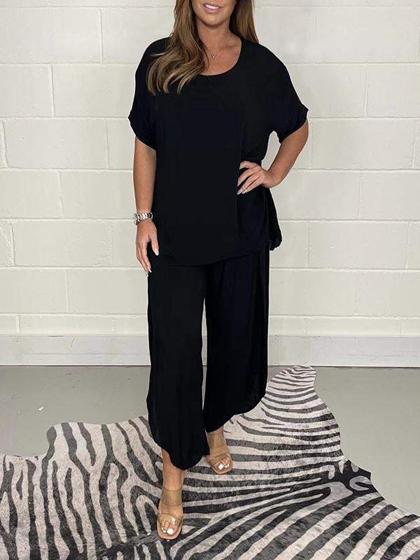 Conjunto Casual Solto de Cor Sólida