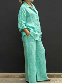 Conjunto de Calça com Camisa de Estilo Commuting