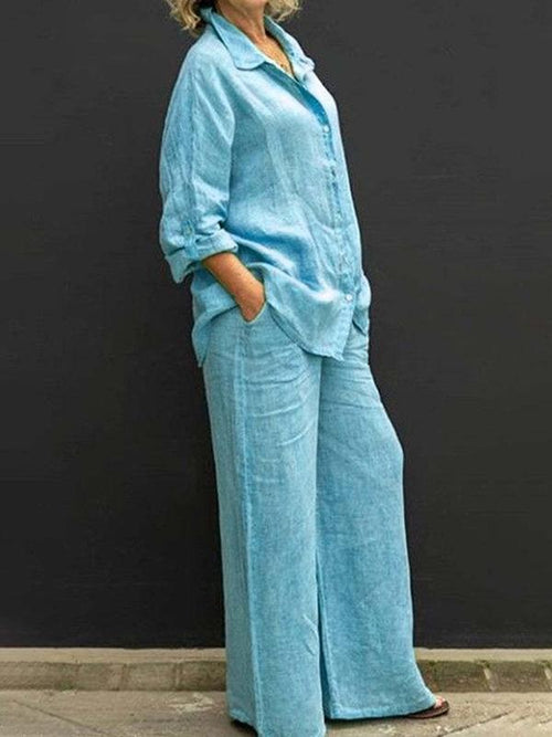 Conjunto de Calça com Camisa de Estilo Commuting