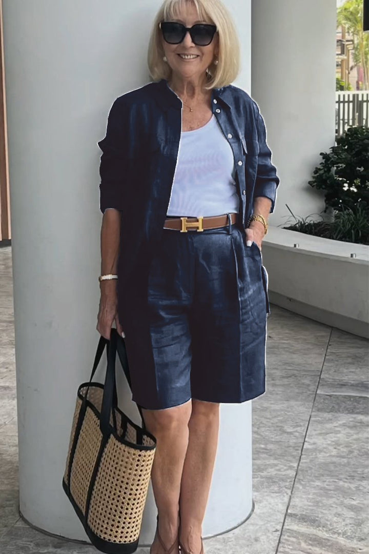 Conjunto Camisa e Shorts de Linho e Algodão Verona | Elegância Casual Atemporal