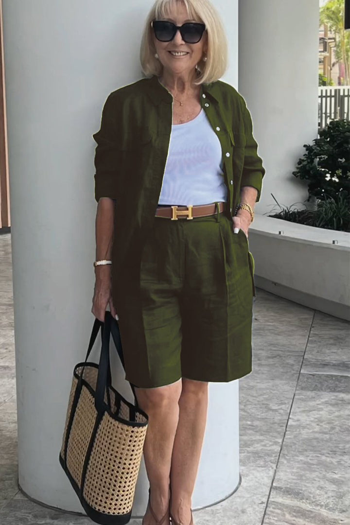Conjunto Camisa e Shorts de Linho e Algodão Verona | Elegância Casual Atemporal