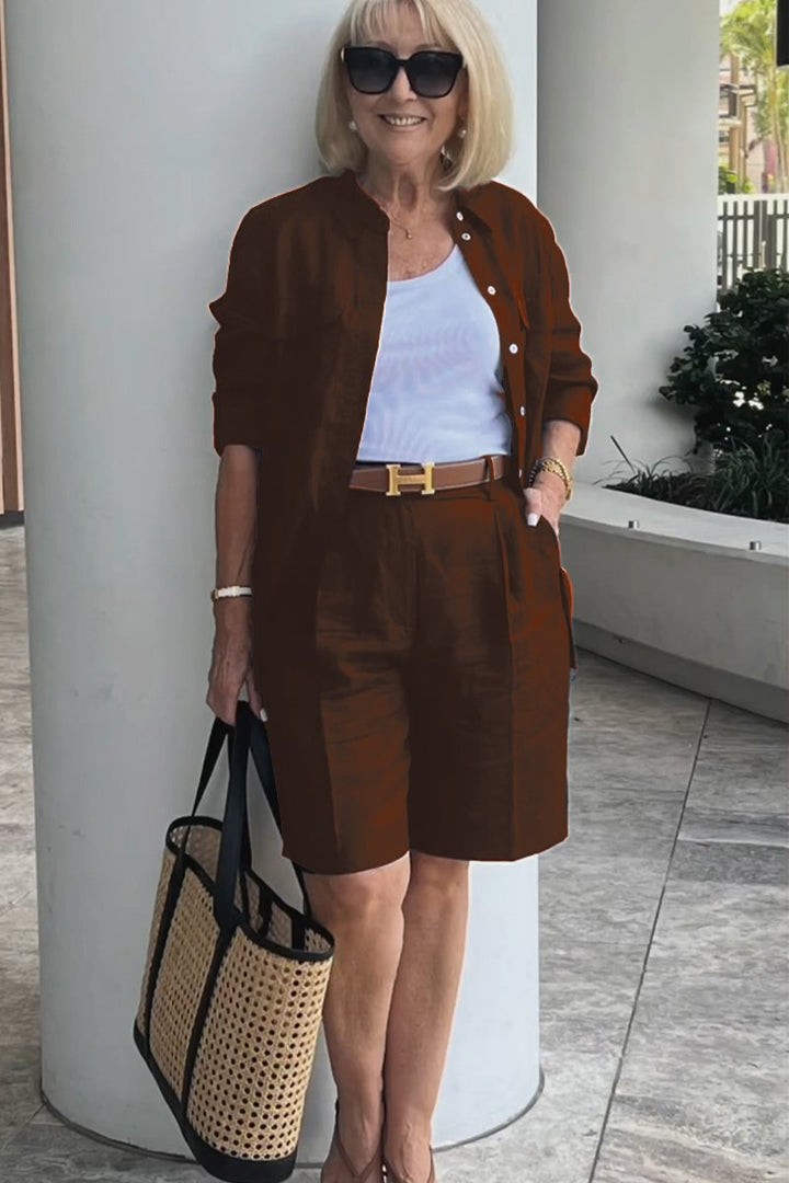 Conjunto Camisa e Shorts de Linho e Algodão Verona | Elegância Casual Atemporal