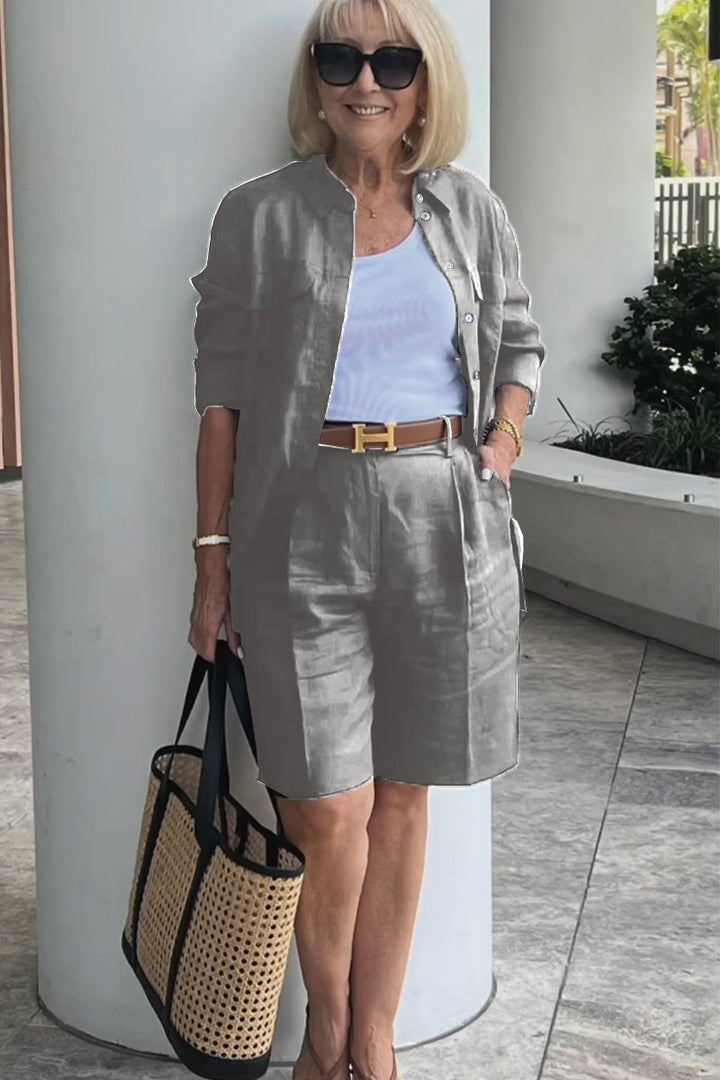 Conjunto Camisa e Shorts de Linho e Algodão Verona | Elegância Casual Atemporal