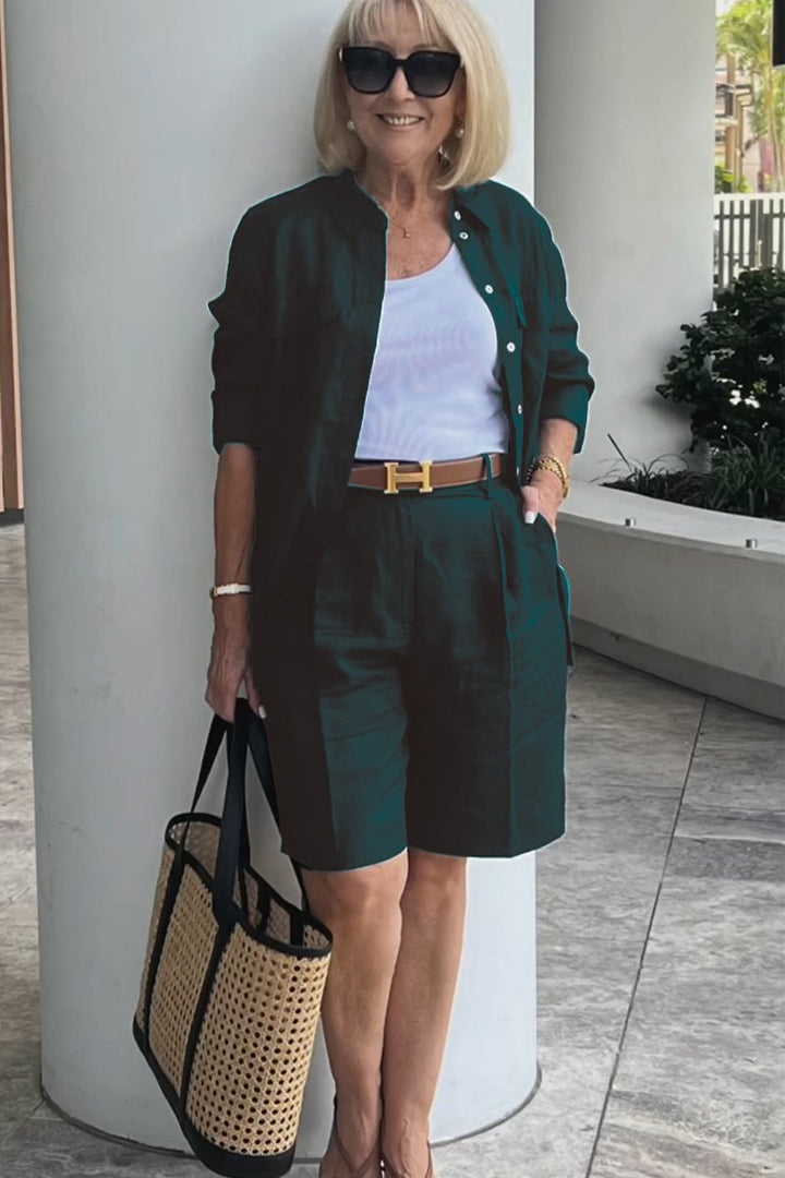 Conjunto Camisa e Shorts de Linho e Algodão Verona | Elegância Casual Atemporal