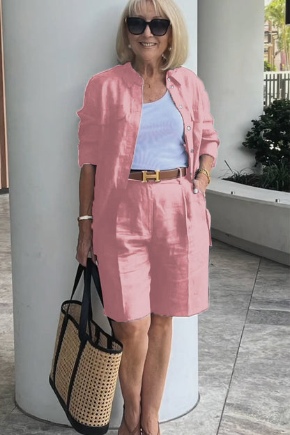 Conjunto Camisa e Shorts de Linho e Algodão Verona | Elegância Casual Atemporal
