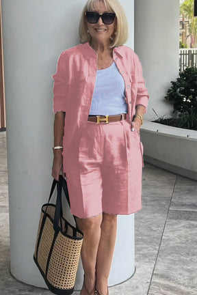 Conjunto Camisa e Shorts de Linho e Algodão Verona | Elegância Casual Atemporal