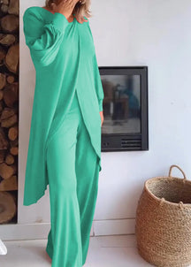 Conjunto de Cardigã Longo com Gola Redonda e Calças