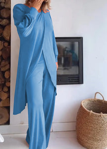 Conjunto de Cardigã Longo com Gola Redonda e Calças