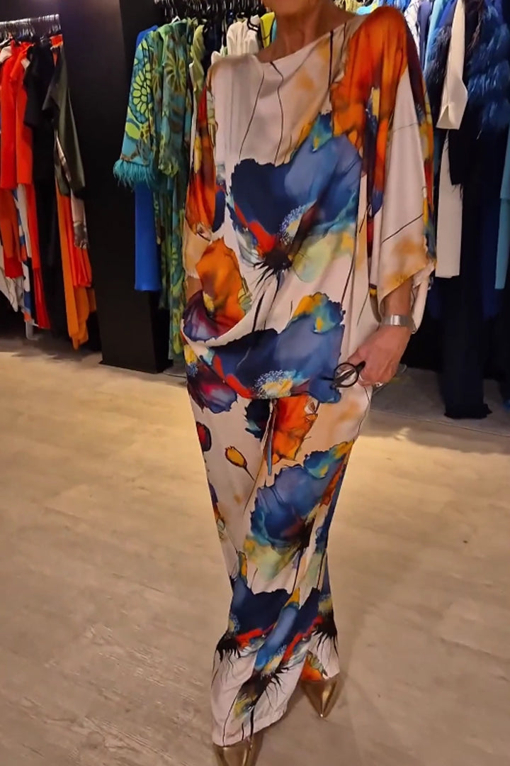 Conjunto de Cetim Estampado com Gola Redonda Casual - 2