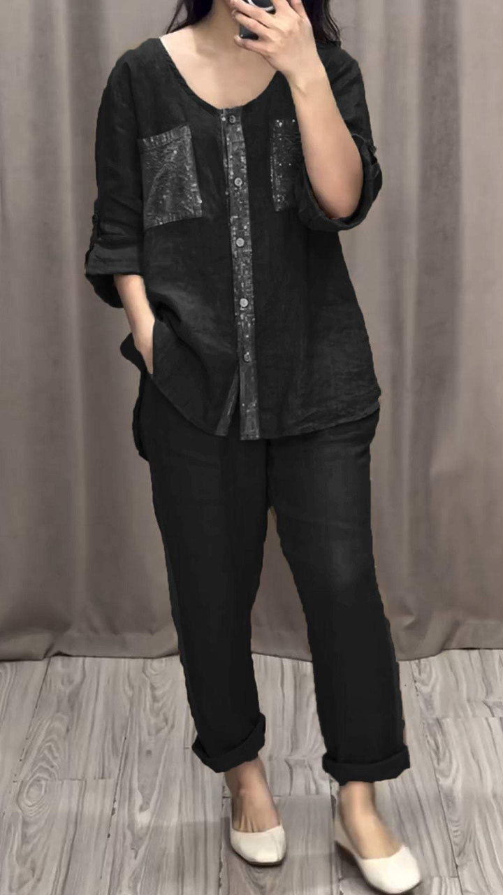 Conjunto de Duas Peças de Algodão e Linho Aurora