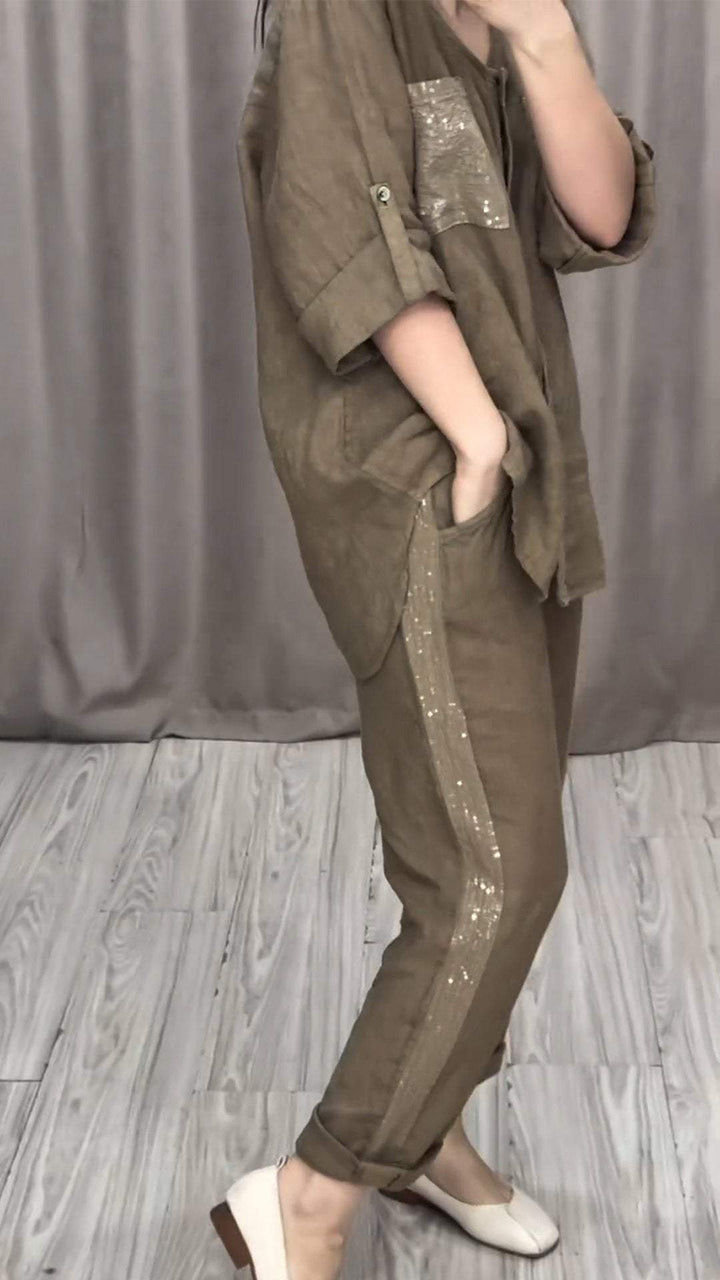 Conjunto de Duas Peças de Algodão e Linho Aurora