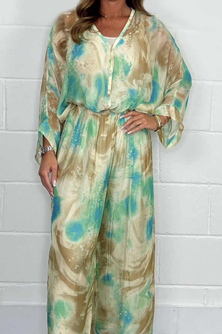 Conjunto de Duas Peças de Chiffon Estampado