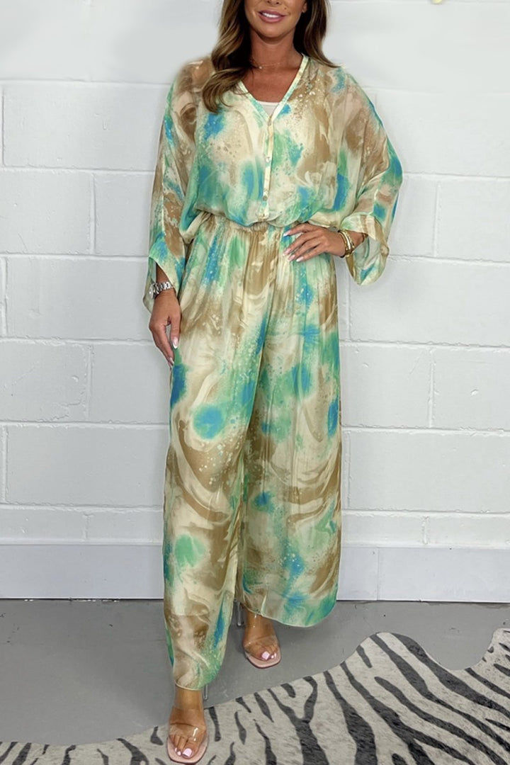 Conjunto de Duas Peças de Chiffon Estampado