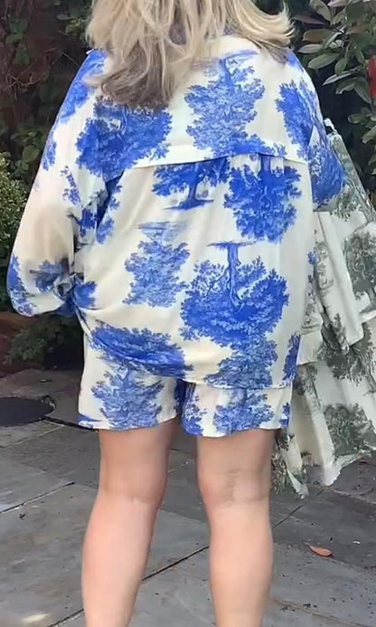 Conjunto de Duas Peças com Camisa Estampada e Shorts Casuais - 2