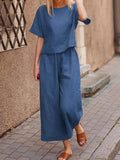 Conjunto de Duas Peças com Camisa Solta de Cor Sólida e Calças