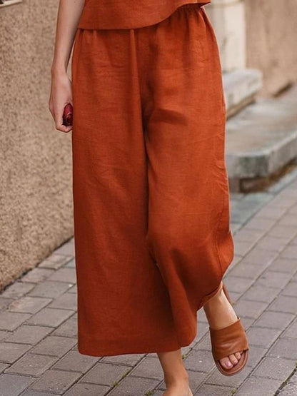 Conjunto de Duas Peças com Camisa Solta de Cor Sólida e Calças