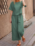 Conjunto de Duas Peças com Camisa Solta de Cor Sólida e Calças