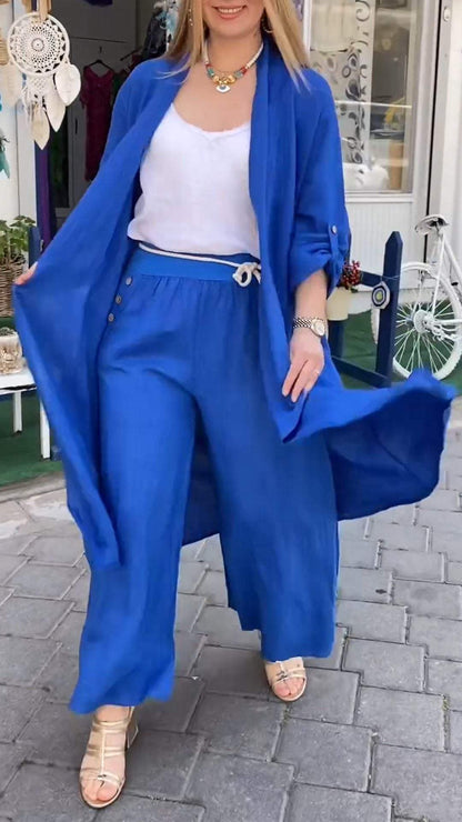 Conjunto de Duas Peças com Cardigã Longo com Costura Vazada - 5