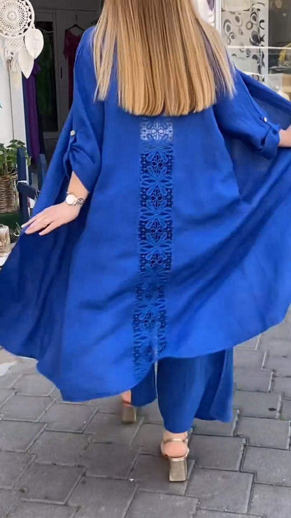 Conjunto de Duas Peças com Cardigã Longo com Costura Vazada - 6