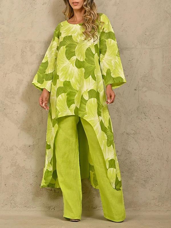 Conjunto de Duas Peças com Suéter Estampado de Manga Longa