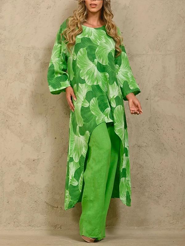 Conjunto de Duas Peças com Suéter Estampado de Manga Longa