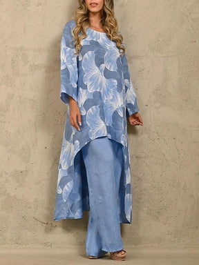 Conjunto de Duas Peças com Suéter Estampado de Manga Longa