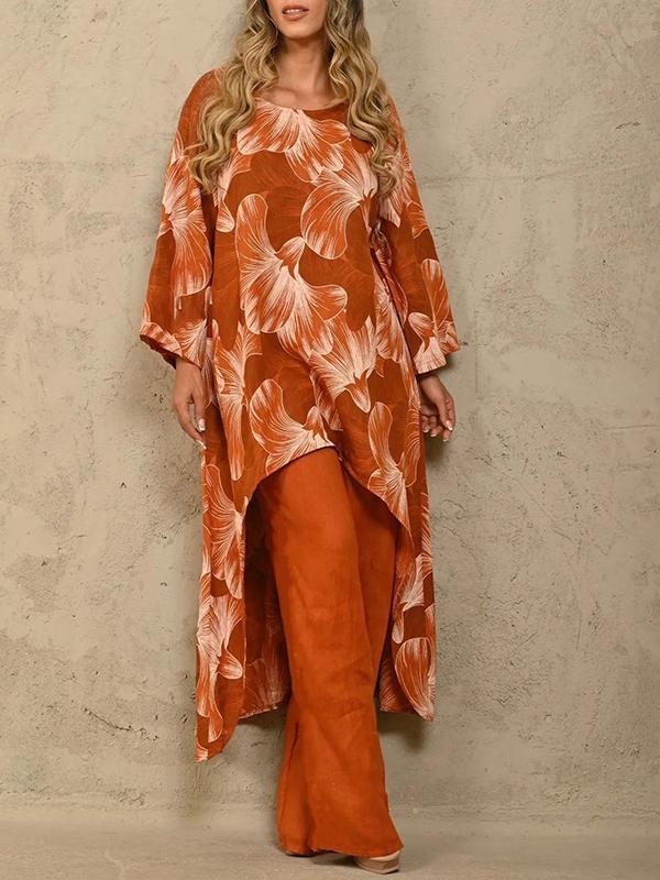 Conjunto de Duas Peças com Suéter Estampado de Manga Longa