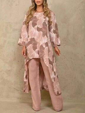 Conjunto de Duas Peças com Suéter Estampado de Manga Longa