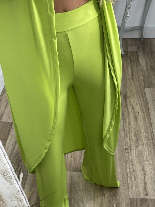 Conjunto de Duas Peças com Top com Fenda e Calças Casuais