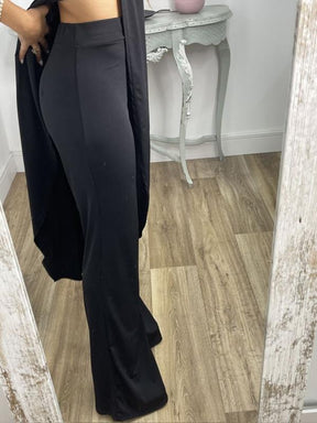 Conjunto de Duas Peças com Top com Fenda e Calças Casuais