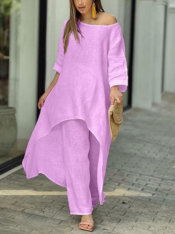 Conjunto de Duas Peças Feminino de Cor Sólida - 2