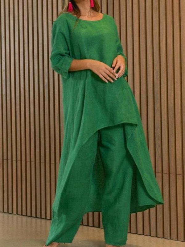 Conjunto de Duas Peças Feminino de Cor Sólida