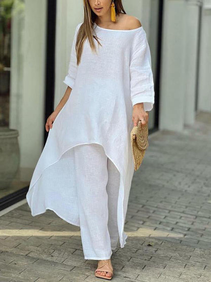 Conjunto de Duas Peças Feminino de Cor Sólida - 9