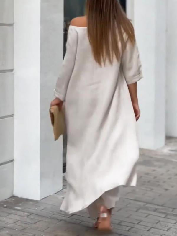 Conjunto de Duas Peças Feminino de Cor Sólida