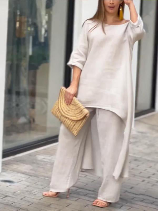 Conjunto de Duas Peças Feminino de Cor Sólida - 12