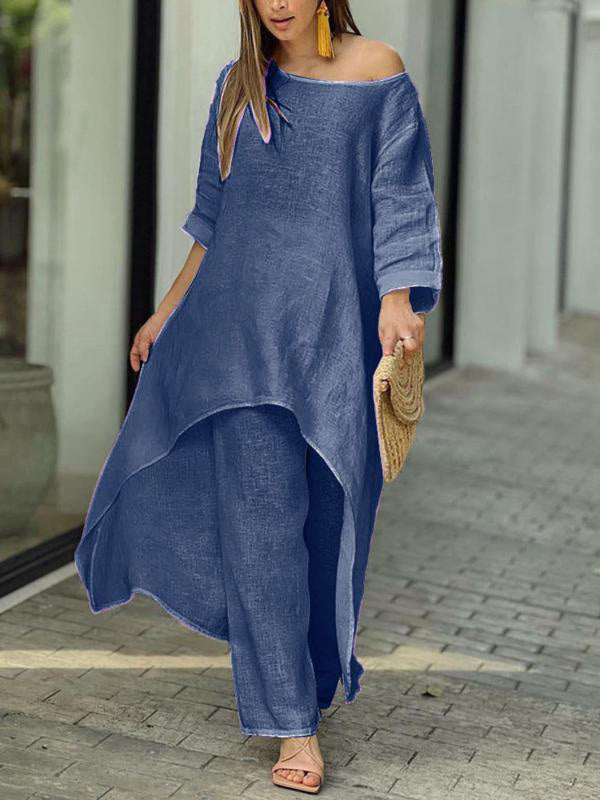 Conjunto de Duas Peças Feminino de Cor Sólida