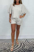 Conjunto de Top de Manga Curta e Shorts Liso