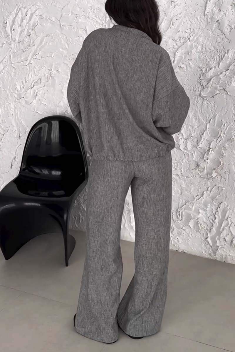 Conjunto Feminino Casual de Cor Sólida com Amarração de Duas Peças - 4