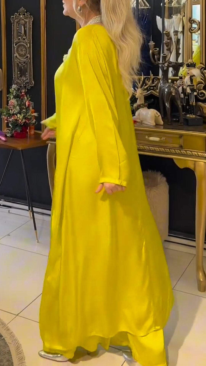 Conjunto Feminino Casual de Cor Sólida com Frente Curta e Costas Longas