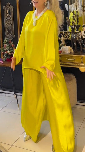 Conjunto Feminino Casual de Cor Sólida com Frente Curta e Costas Longas