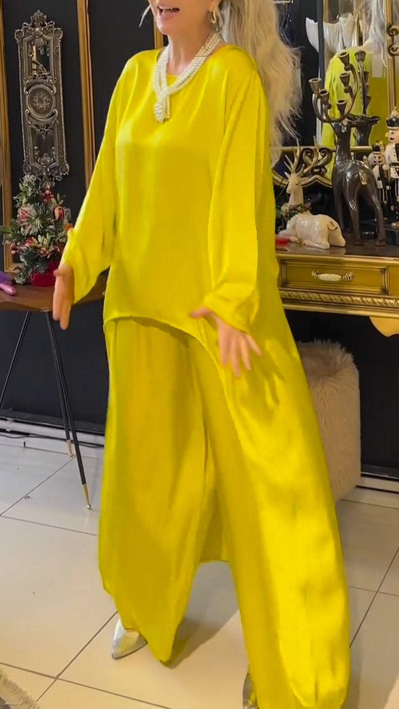 Conjunto Feminino Casual de Cor Sólida com Frente Curta e Costas Longas