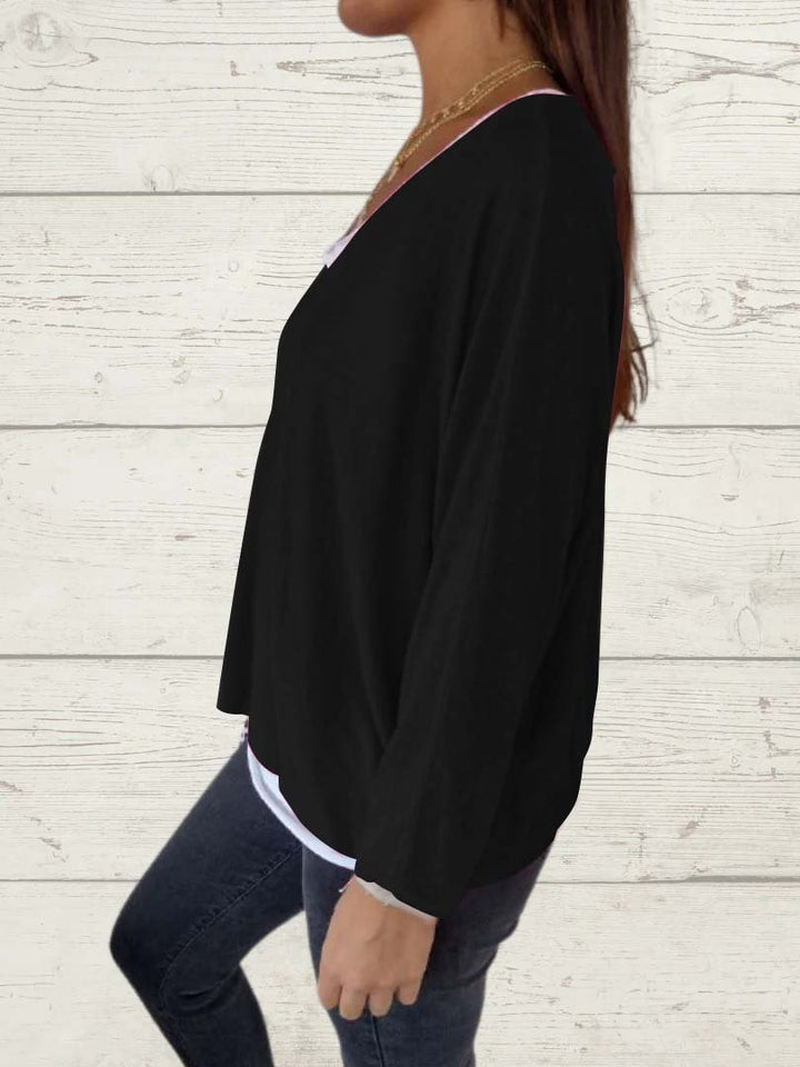 Conjunto Feminino Casual de Tops de Cor Sólida e Cami de Duas Peças