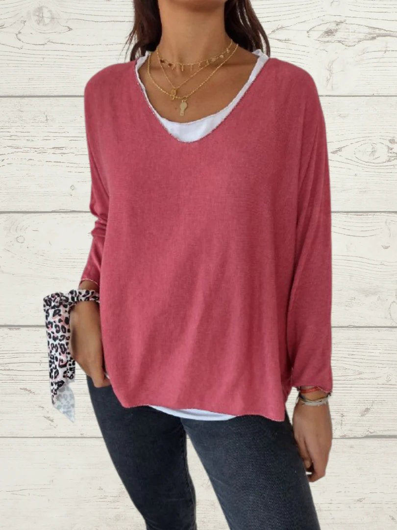 Conjunto Feminino Casual de Tops de Cor Sólida e Cami de Duas Peças - 20