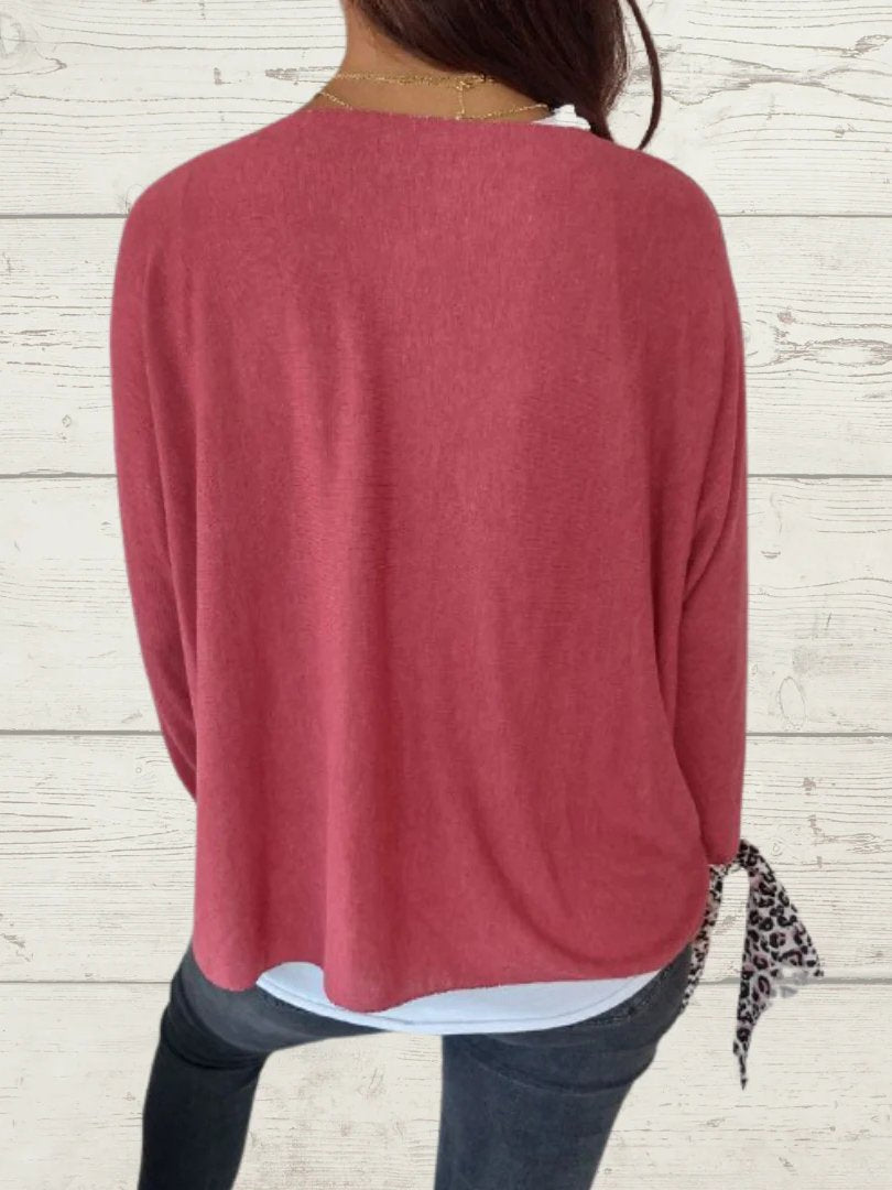 Conjunto Feminino Casual de Tops de Cor Sólida e Cami de Duas Peças - 23