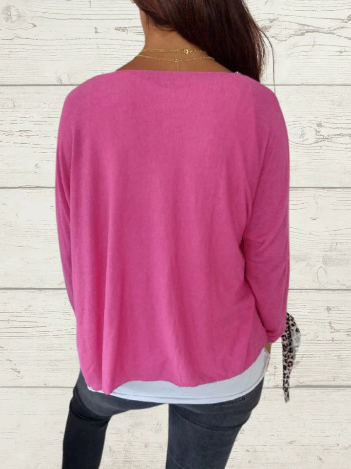 Conjunto Feminino Casual de Tops de Cor Sólida e Cami de Duas Peças