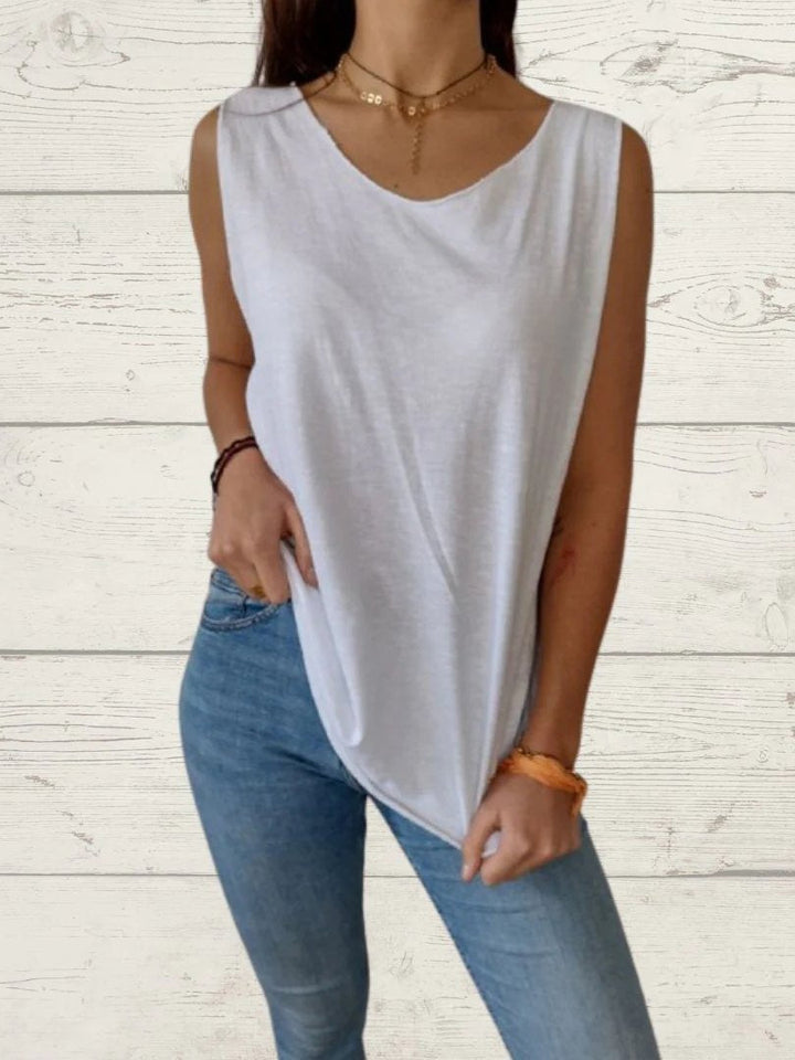 Conjunto Feminino Casual de Tops de Cor Sólida e Cami de Duas Peças