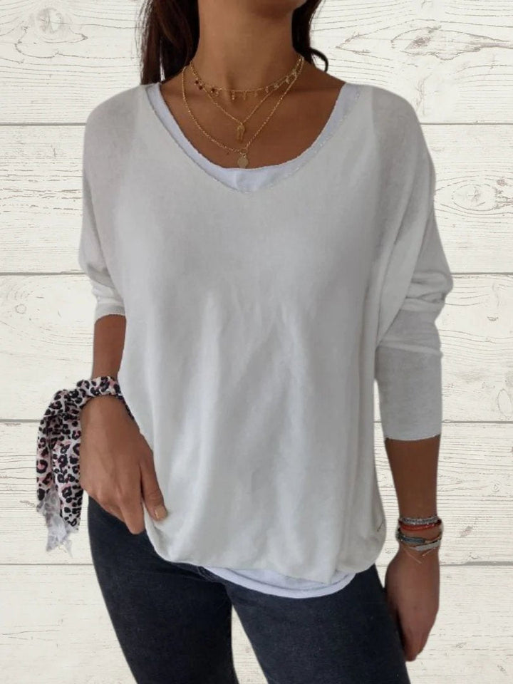 Conjunto Feminino Casual de Tops de Cor Sólida e Cami de Duas Peças